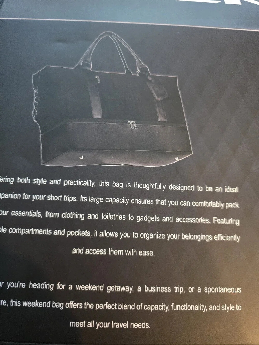 NEW w/Tags OVENTE Travel Duffell Bag w/ Shoe Compartment Overnight Tote Gym